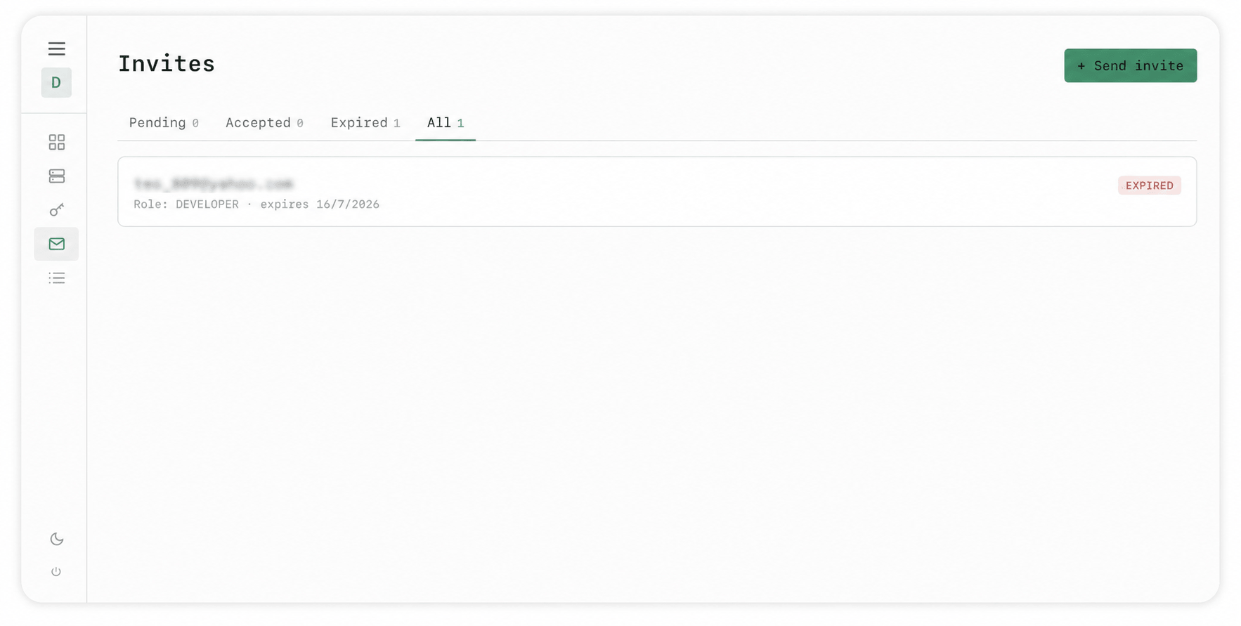 SyncSSH invite management screen